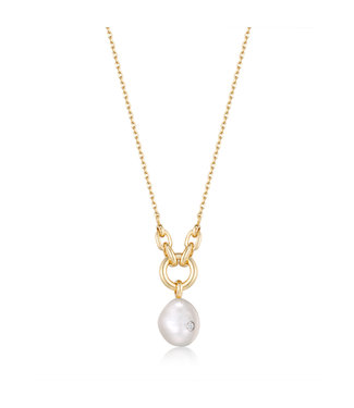 Ania Haie Halsketting Gold pearl sparkle pendant