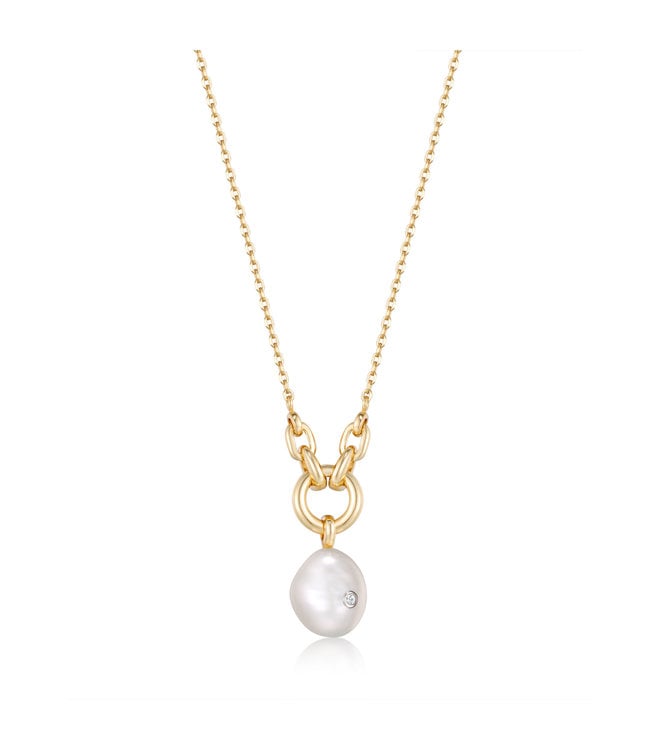 Ania Haie Halsketting Gold pearl sparkle pendant