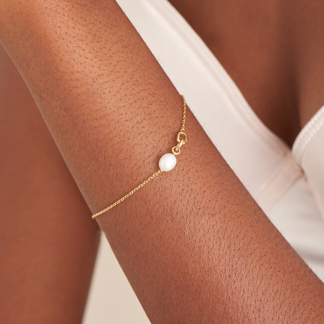 Ania Haie Armband Gold pearl link chain