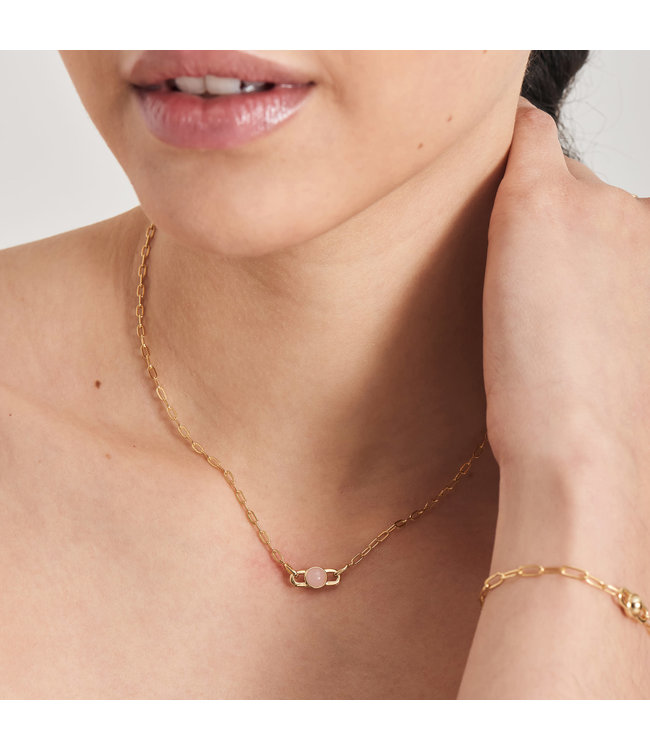 Ania Haie Halsketting Orb Gold/rosequartz