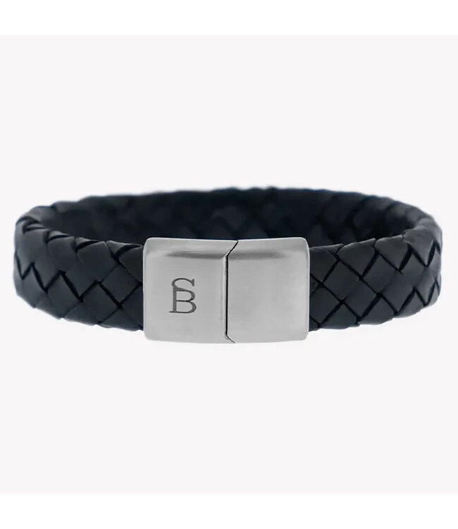 Steel & Barnett Leather Bracelet Preston Matt Black M