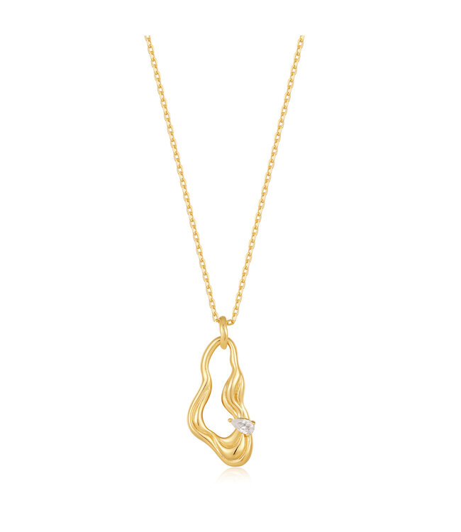 Ania Haie Halsketting Taking ShapeTwisted wave drop pendant Gold