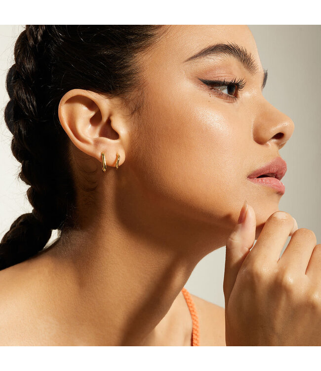 Ania Haie Oorring Pot Charms Gold oval hoop