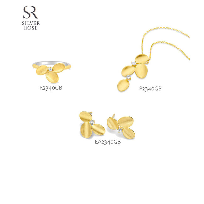 Silver Rose Oorring Charlie Goud