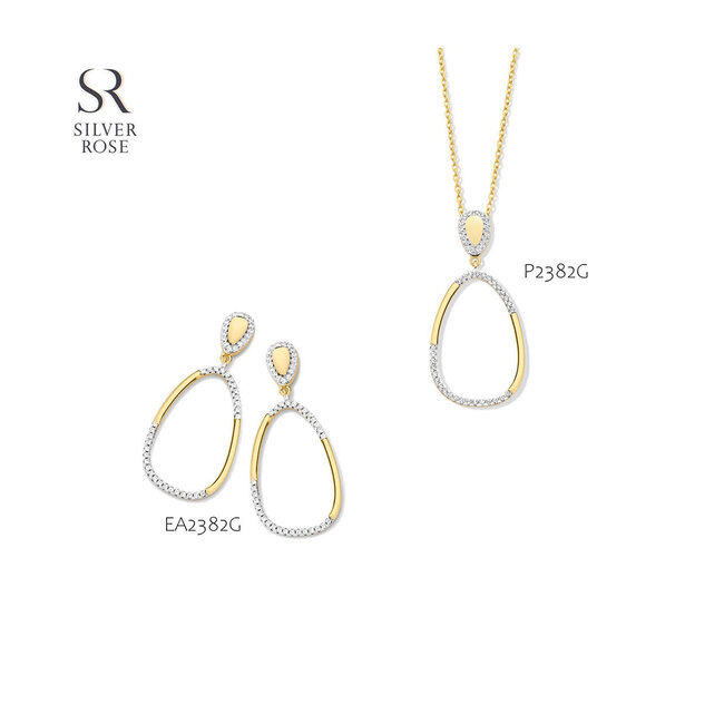 Silver Rose Oorring Merel Goud