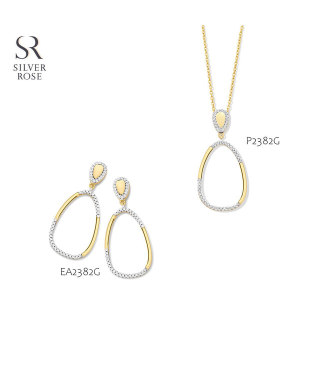 Silver Rose Oorring Merel Goud