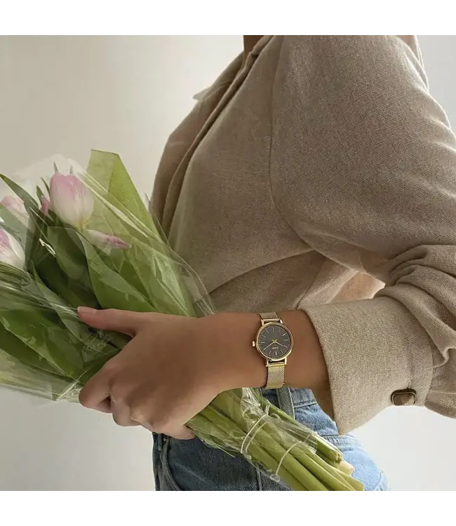 Cluse Uurwerk Boho Chic Petite crystals mesh grey/gold