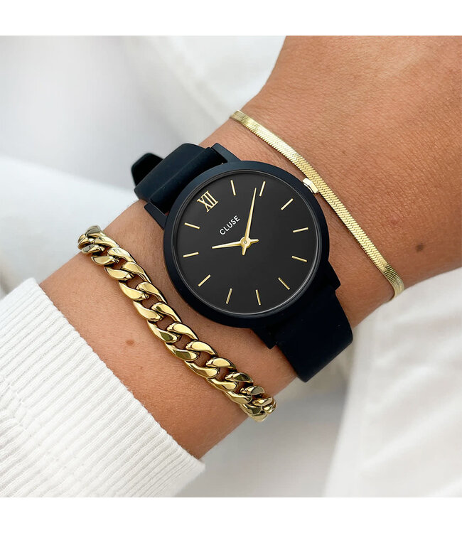 Cluse Uurwerk Minuit Silicone Gold/Black