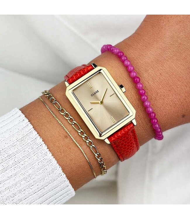 Cluse Uurwerk Fluette Leather Coral Liz