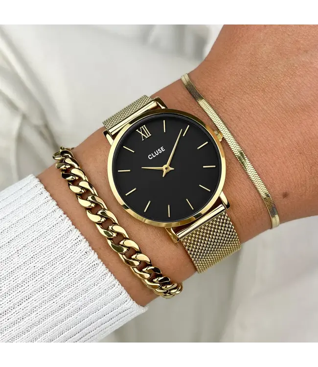 Cluse Uurwerk Minuit Mesh Gold/Black