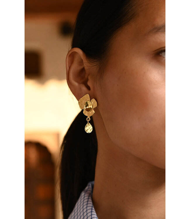 Christine Bekaert Oorring Moringa Flower Stud Dangle