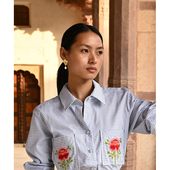 Christine Bekaert Oorring Moringa Flower Stud Dangle