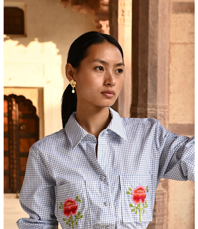 Christine Bekaert Oorring Moringa Flower Stud Dangle