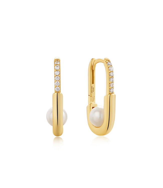 Ania Haie Oorring Gold pearl Interlock oval