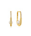 Ania Haie Oorring Gold pearl Interlock oval