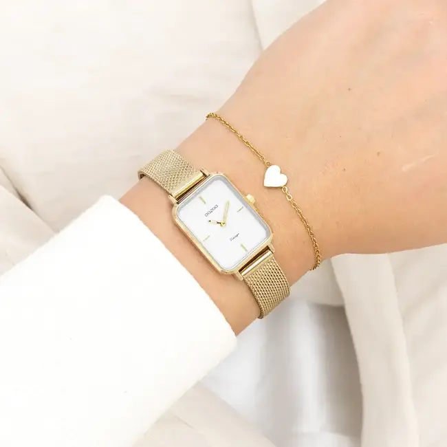 Oozoo Uurwerk Fenne Goud/wit 24x28mm