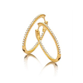 Silver Rose Oorring Amber Goud Medium