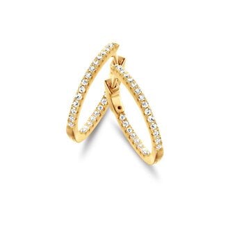 Silver Rose Oorring Amber Goud Small