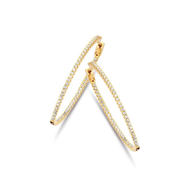 Silver Rose Oorring Amber Goud Large