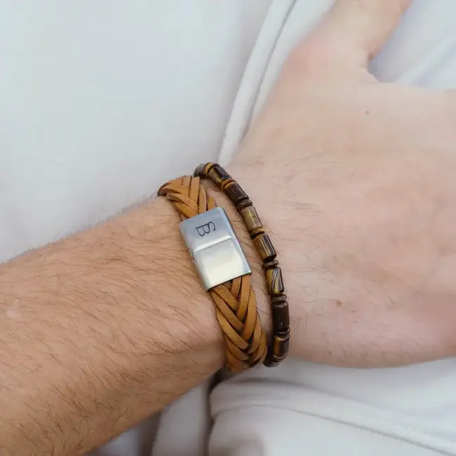 Steel & Barnett Stones Bracelet Colourful Tiger M