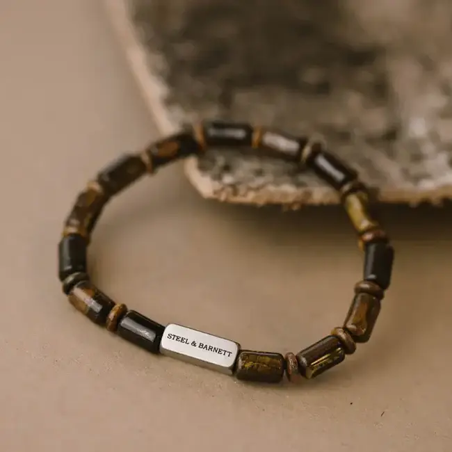 Steel & Barnett Stones Bracelet Colourful Tiger M