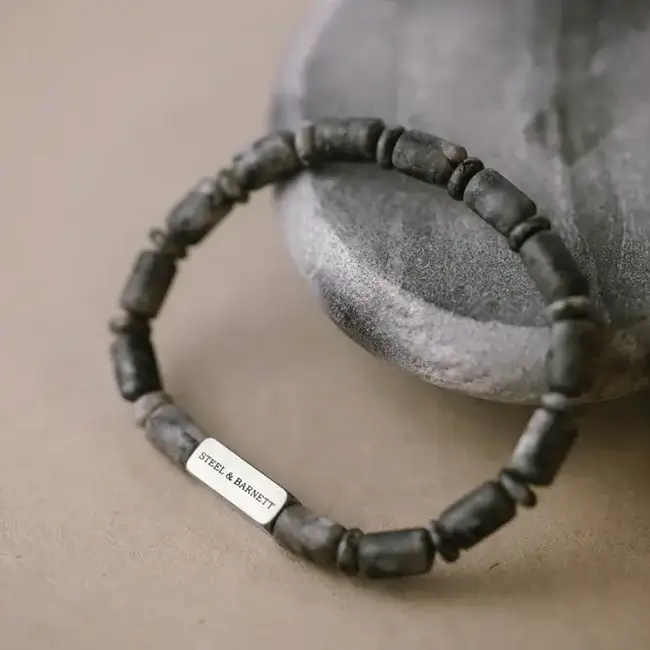 Steel & Barnett Stones Bracelet Colourful Spectrolite M