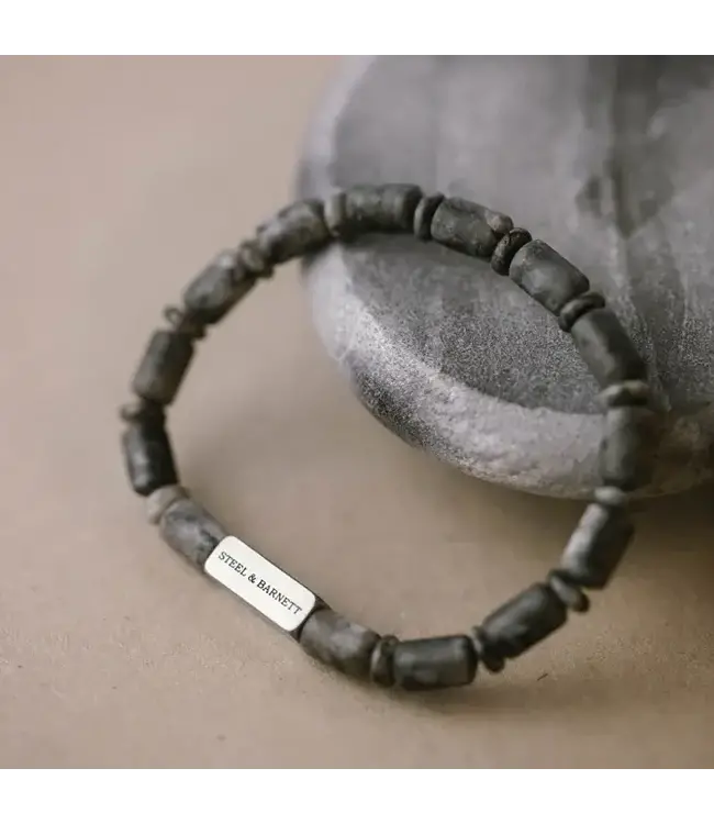 Steel & Barnett Stones Bracelet Colourful Spectrolite M