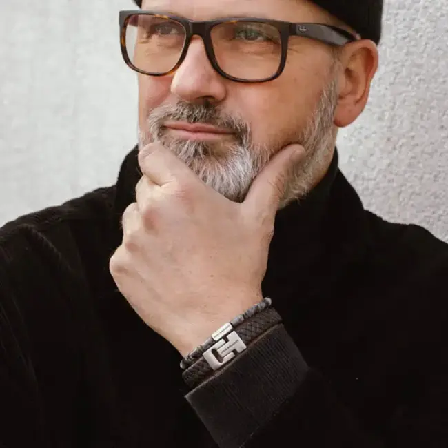 Steel & Barnett Stones Bracelet Colourful Spectrolite M