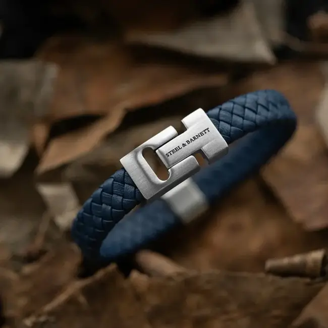 Steel & Barnett Leather Bracelet Harrison Jeans Blue M