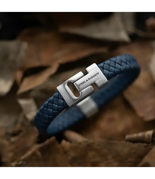 Steel & Barnett Leather Bracelet Harrison Jeans Blue M