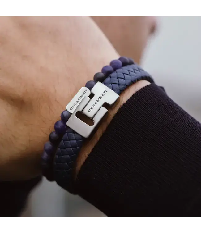 Steel & Barnett Leather Bracelet Harrison Jeans Blue M