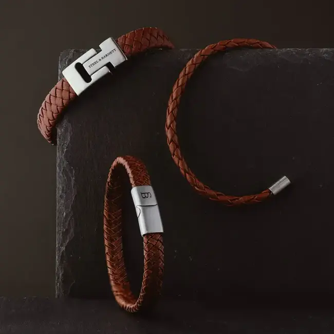 Steel & Barnett Leather Bracelet Harrison Peanut M