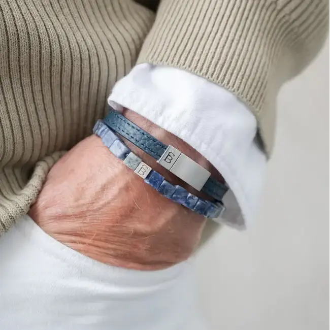 Steel & Barnett Leather Bracelet Grady Marine M