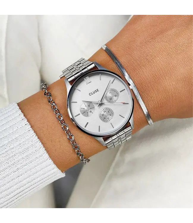 Cluse Uurwerk minuit Multifunction Silver