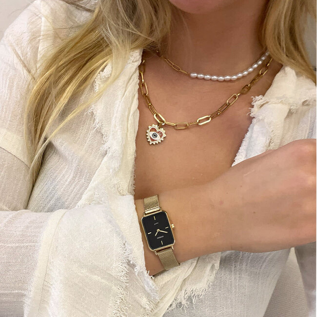 Oozoo Uurwerk Fenne Goud/zwart 24x28mm