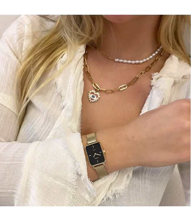 Oozoo Uurwerk Fenne Goud/zwart 24x28mm