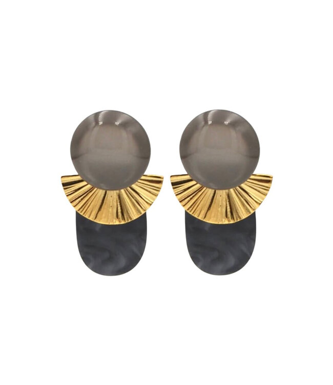 Maison Cachet Oorring Lunes Eventails Grises