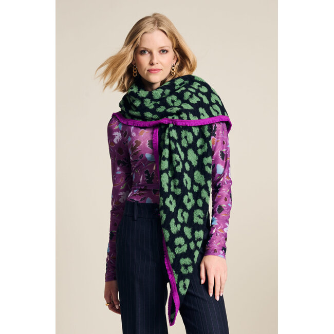 POM Amsterdam Sjaal Animal Navy Green