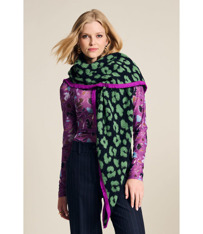 POM Amsterdam Sjaal Animal Navy Green