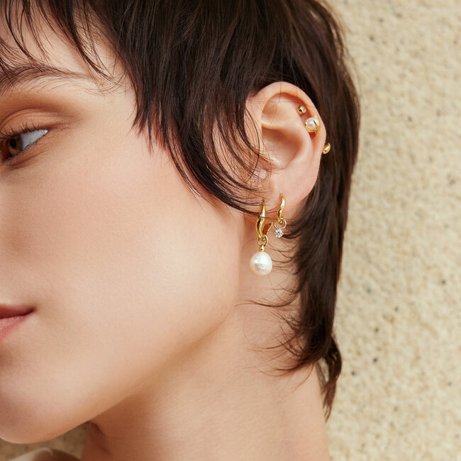 Ania Haie Oorring Freshwater Pearl Drop Hoops