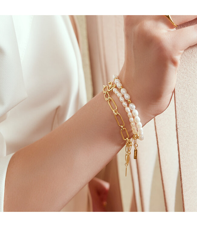 Ania Haie Armband Freshwater pearl and white cubic zirconia Gold