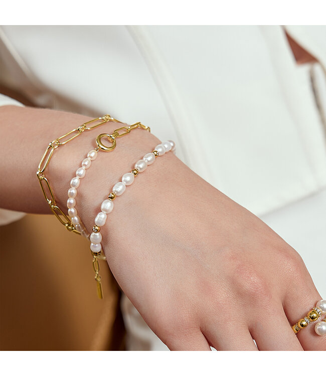 Ania Haie Armband Freshwater pearl and white cubic zirconia Gold