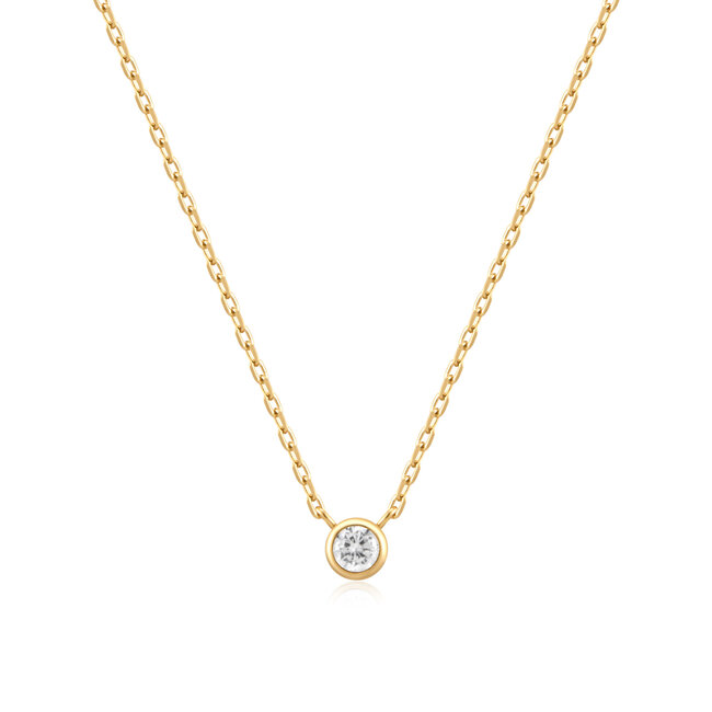 Ania Haie Halsketting Round Solitaire Cubic Zirconia Gold