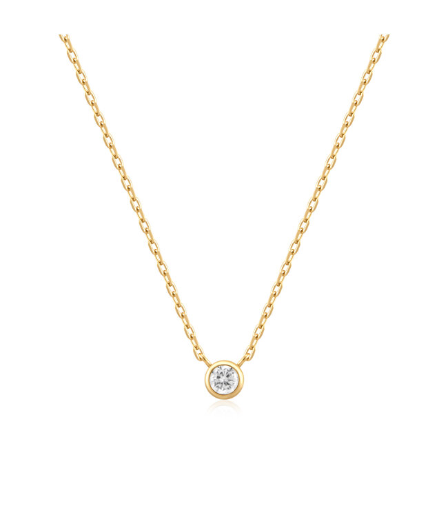 Ania Haie Halsketting Round Solitaire Cubic Zirconia Gold
