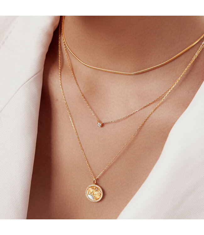 Ania Haie Halsketting Round Solitaire Cubic Zirconia Gold