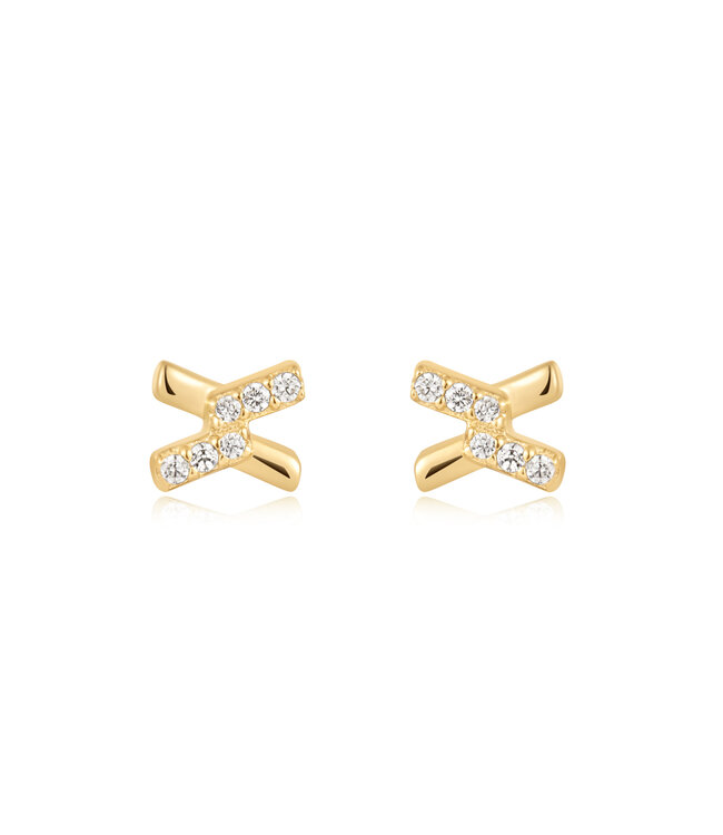 Ania Haie Oorring Cross cubic Zirconia stud gold