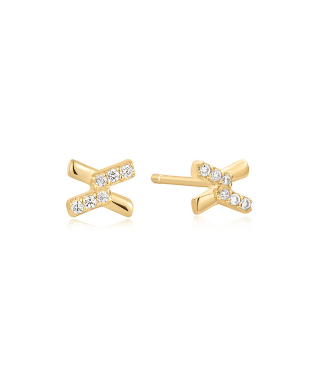 Ania Haie Oorring Cross cubic Zirconia stud gold