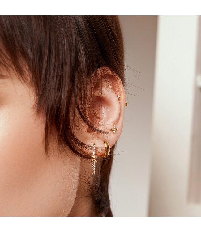 Ania Haie Oorring Cross cubic Zirconia stud gold