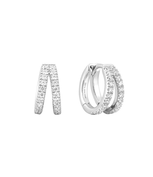 Ania Haie Oorring Double Pavé huggies