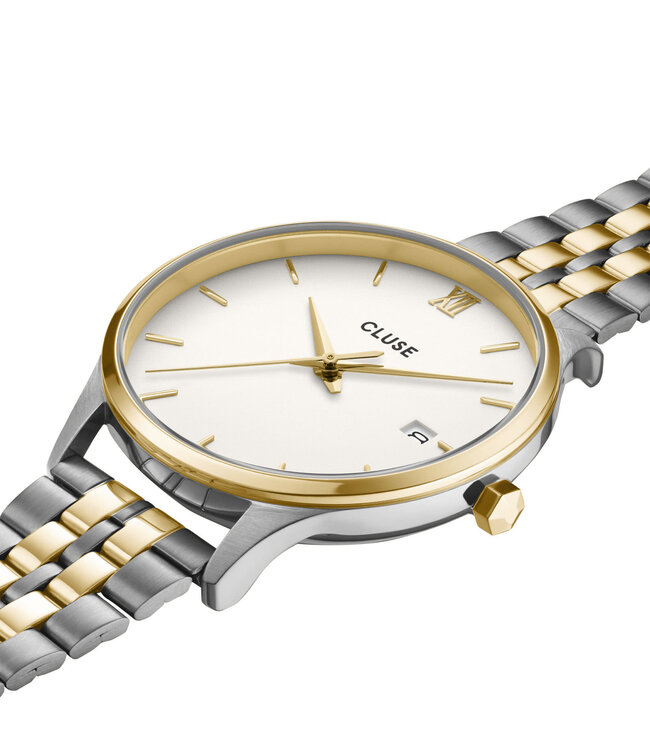 Cluse Uurwerk Minuit date steel coconut milk